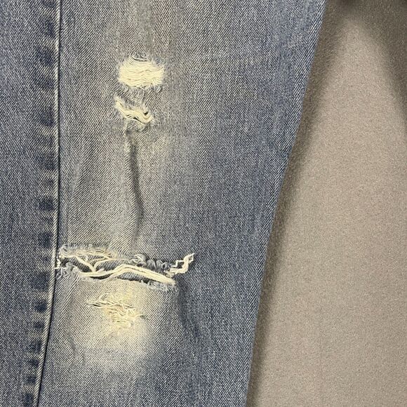 Levis 505 Jeans Men's 34x30 Blue Denim Medium Wash Distressed Straight Leg Retro - Picture 6 of 16